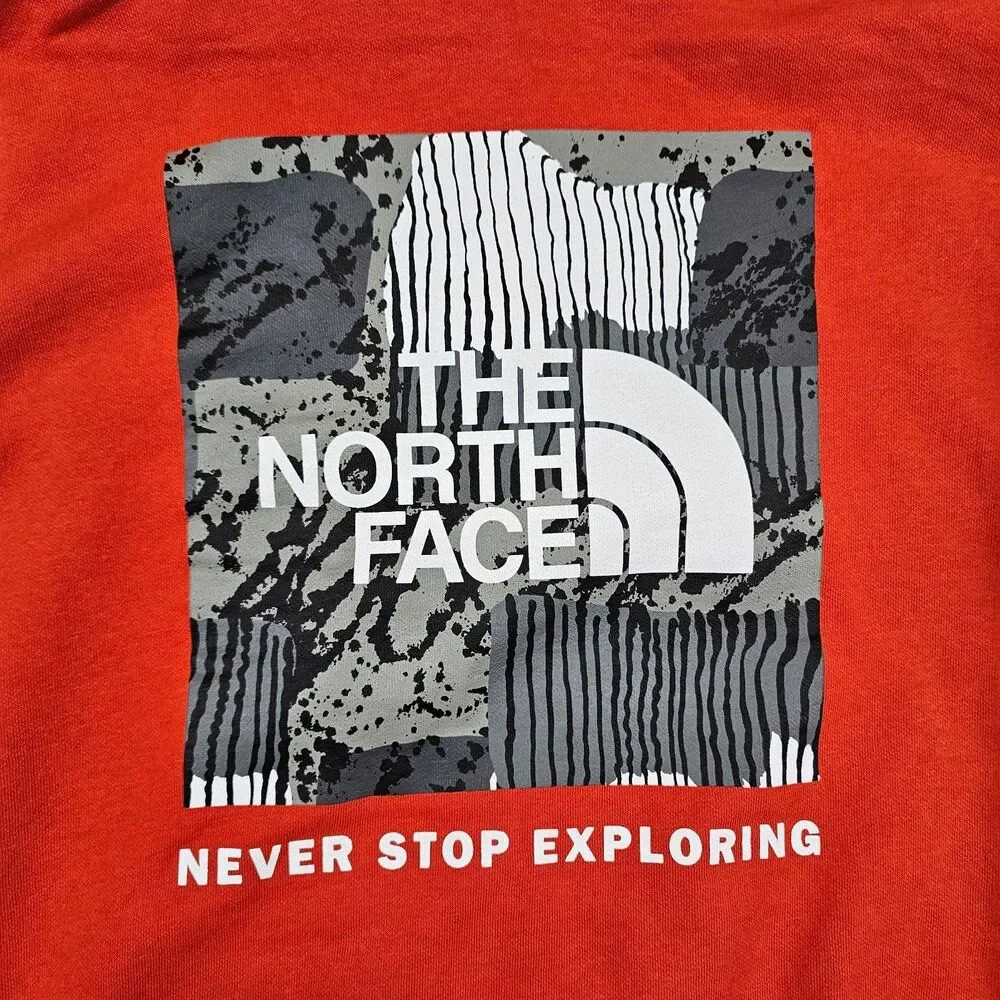 North Face Hoodie Men Small Orange Graphic Logo Athleisure Camp Hike Gorp Travel